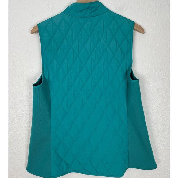 Talbots Turquoise Quilted Fleece Vest Size Medium - Picture 2 of 3